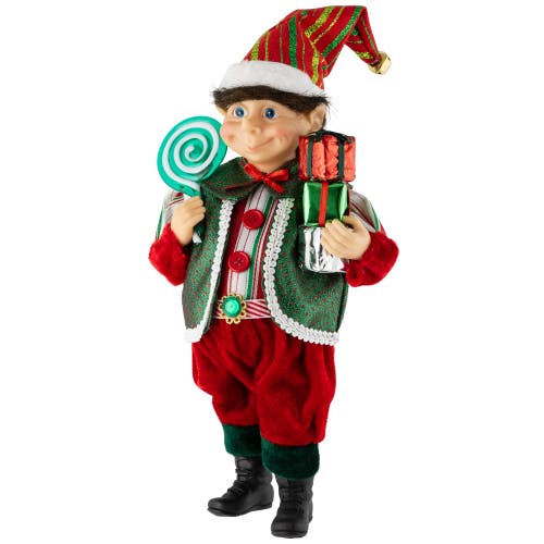 Northlight Lollipop Elf With Gifts Christmas Figure In Multi