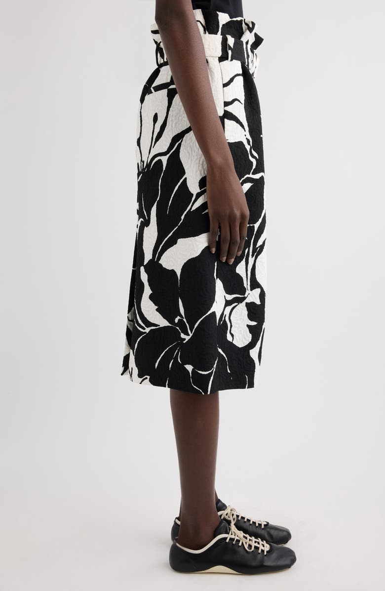 Dries Van Noten Print Jacquard Belted Paperbag Waist Skirt, Alternate, color, Black
