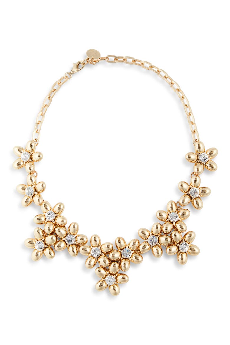 Flower Cluster Collar Necklace, Main, color, GOLD