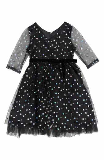 Rare Editions Kids' Foil Stars Mesh Party Dress