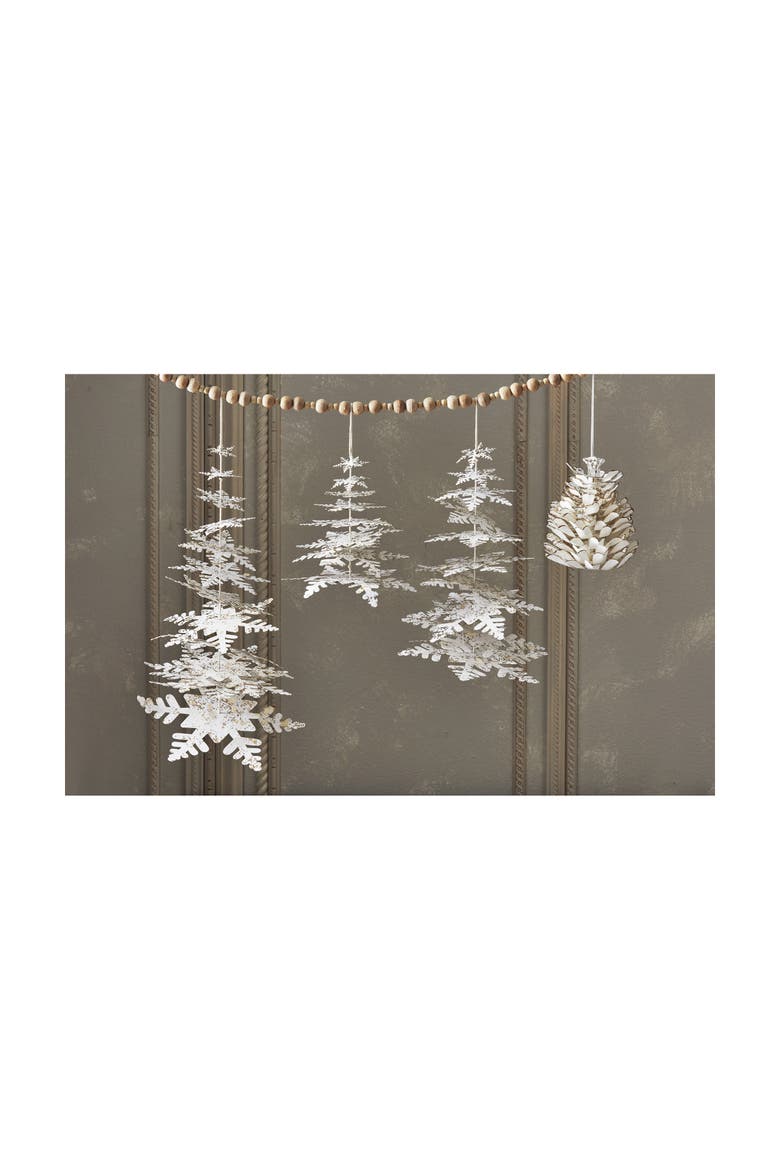White Paper Pinecone Tree Ornaments - Holiday Christmas Decor, Alternate, color, White