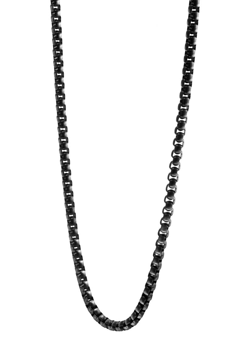 Men's Box Chain Necklace, Alternate, color, BLACK