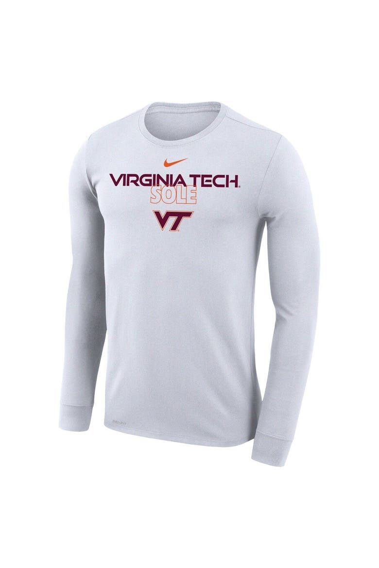 White Virginia Tech Hokies 2023 On Court Bench Long Sleeve T-Shirt, Alternate, color, White