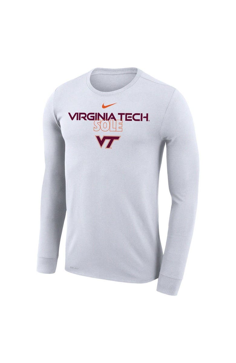 Nike White Virginia Tech Hokies 2023 On Court Bench Long Sleeve T-Shirt, Alternate, color, 