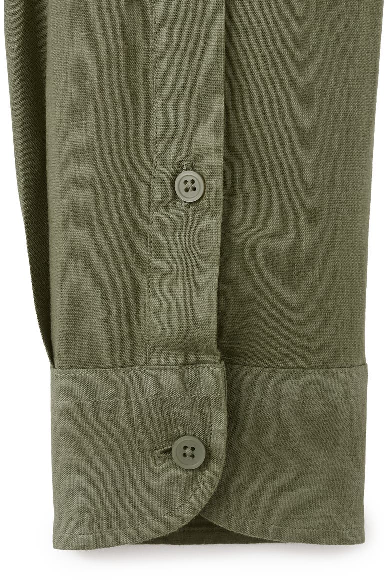 Linen & Cotton Blend Button-Up Shirt, Alternate, color, DARK GREEN