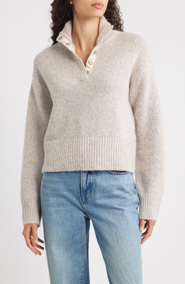 525 america Snap Front Henley Sweater, Main, color, Oat