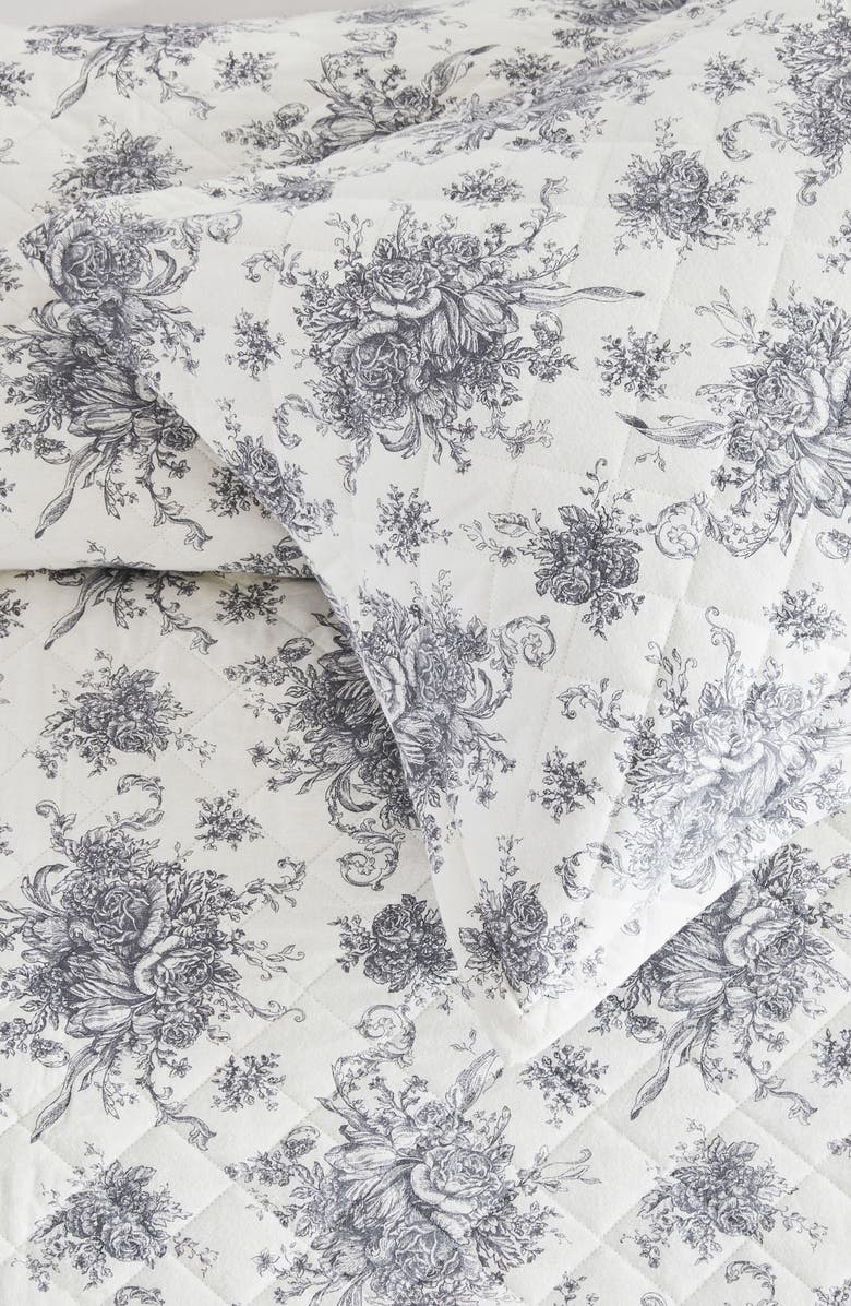 MELANGE HOME Petit Toile Flannel Quilt Set, Alternate, color, Grey