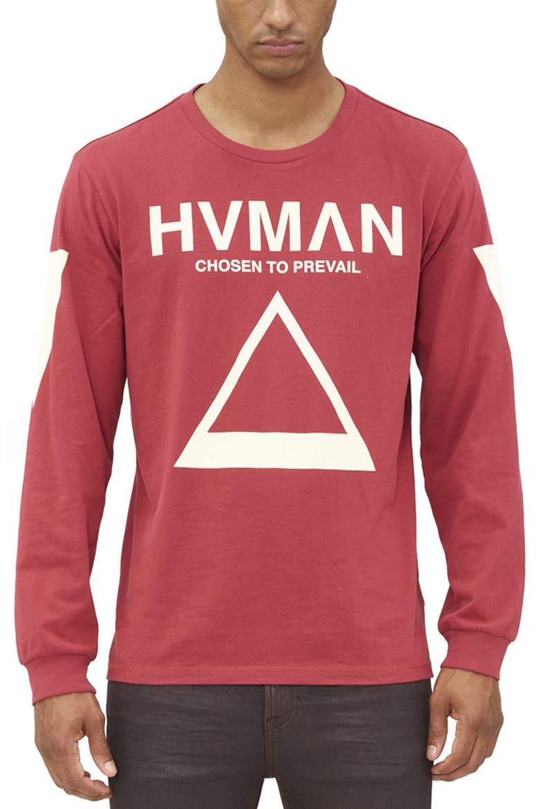 Triangle Logo Crewneck Long Sleeve Graphic Tee, Main, color, ROSEWOOD