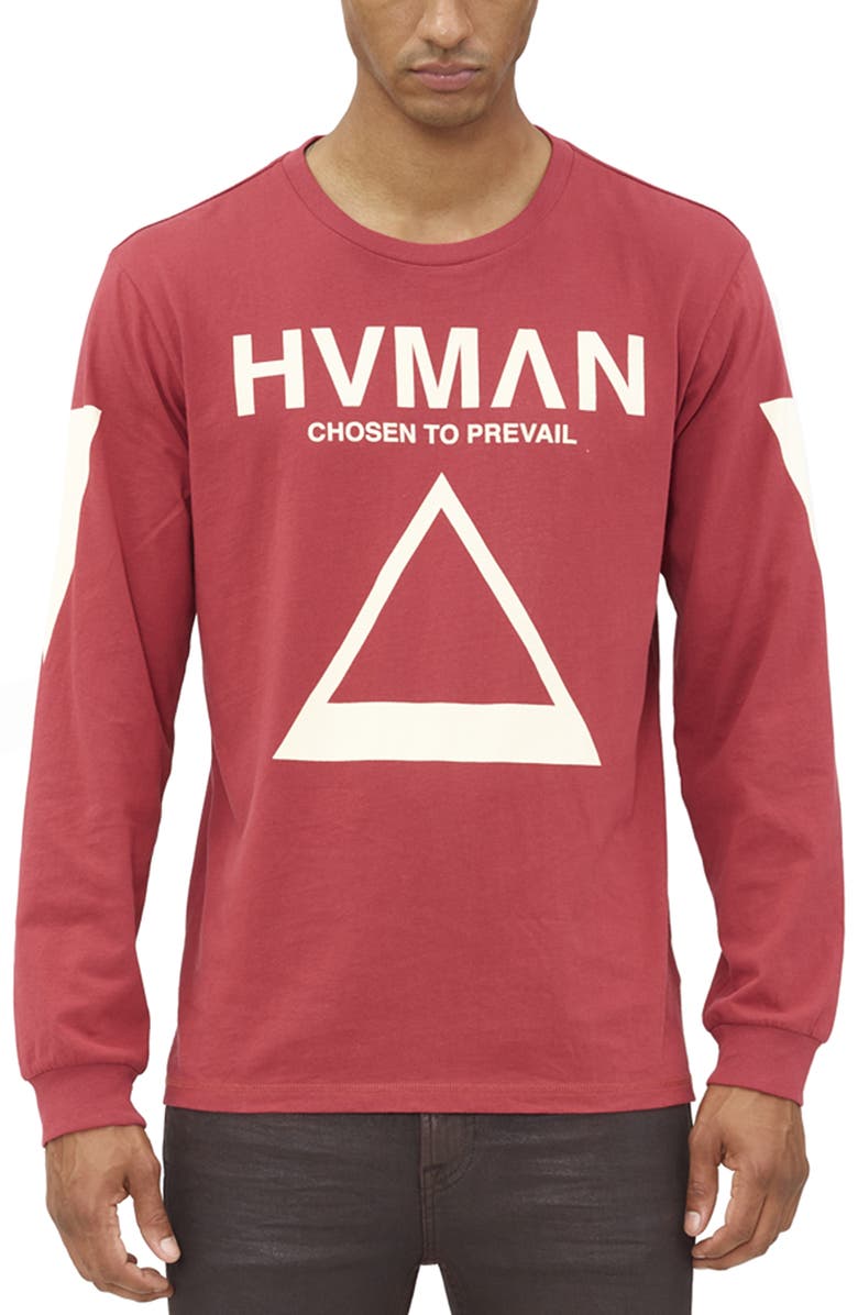 HVMAN Triangle Logo Crewneck Long Sleeve Graphic Tee, Main, color, 