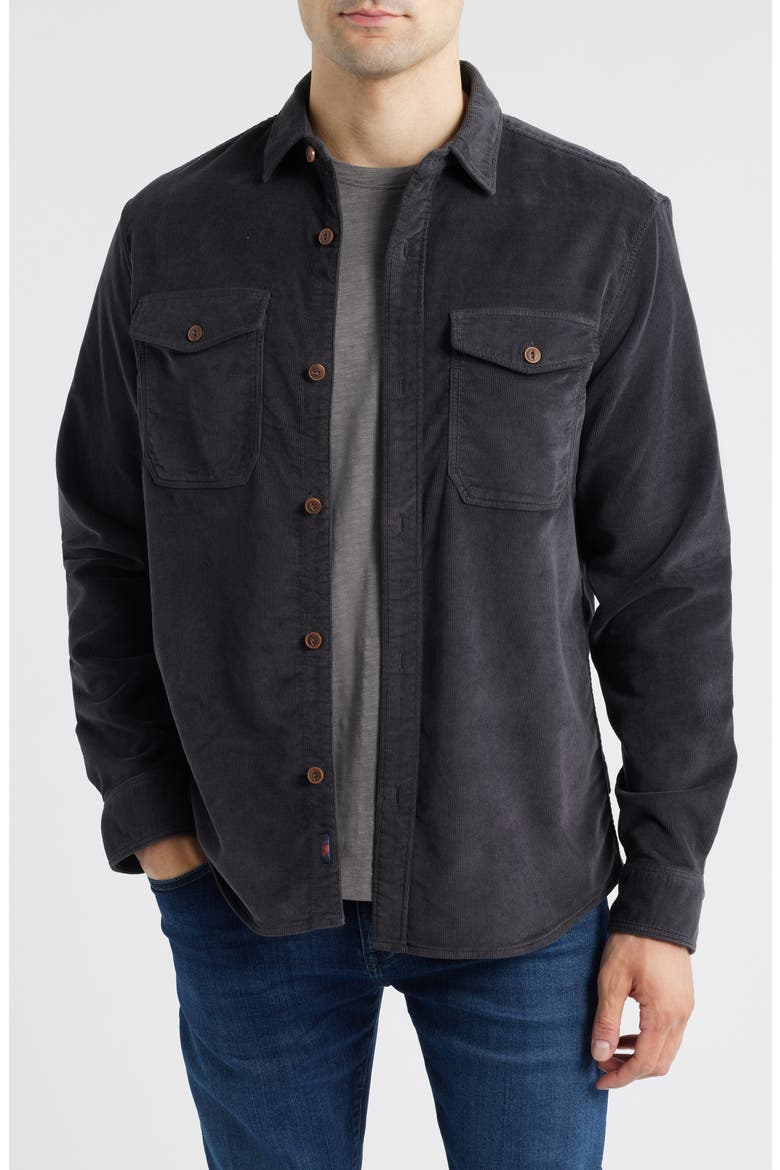 Cotton Stretch Corduroy Button-Up Overshirt, Main, color, WASHED CHARCOAL