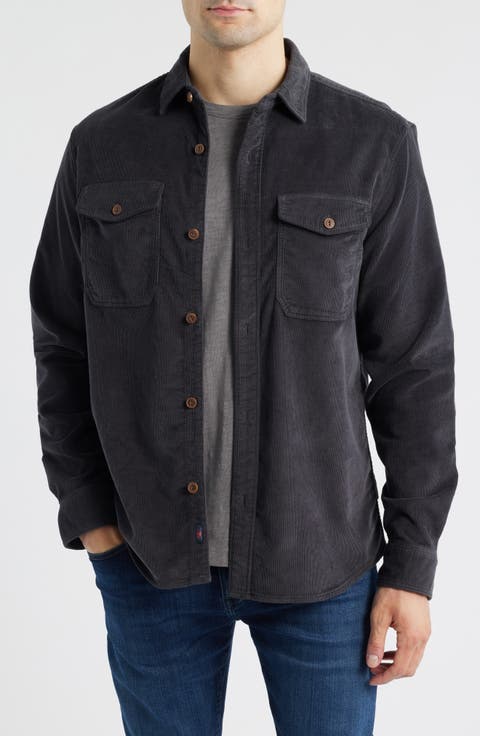 Cotton Stretch Corduroy Button-Up Overshirt