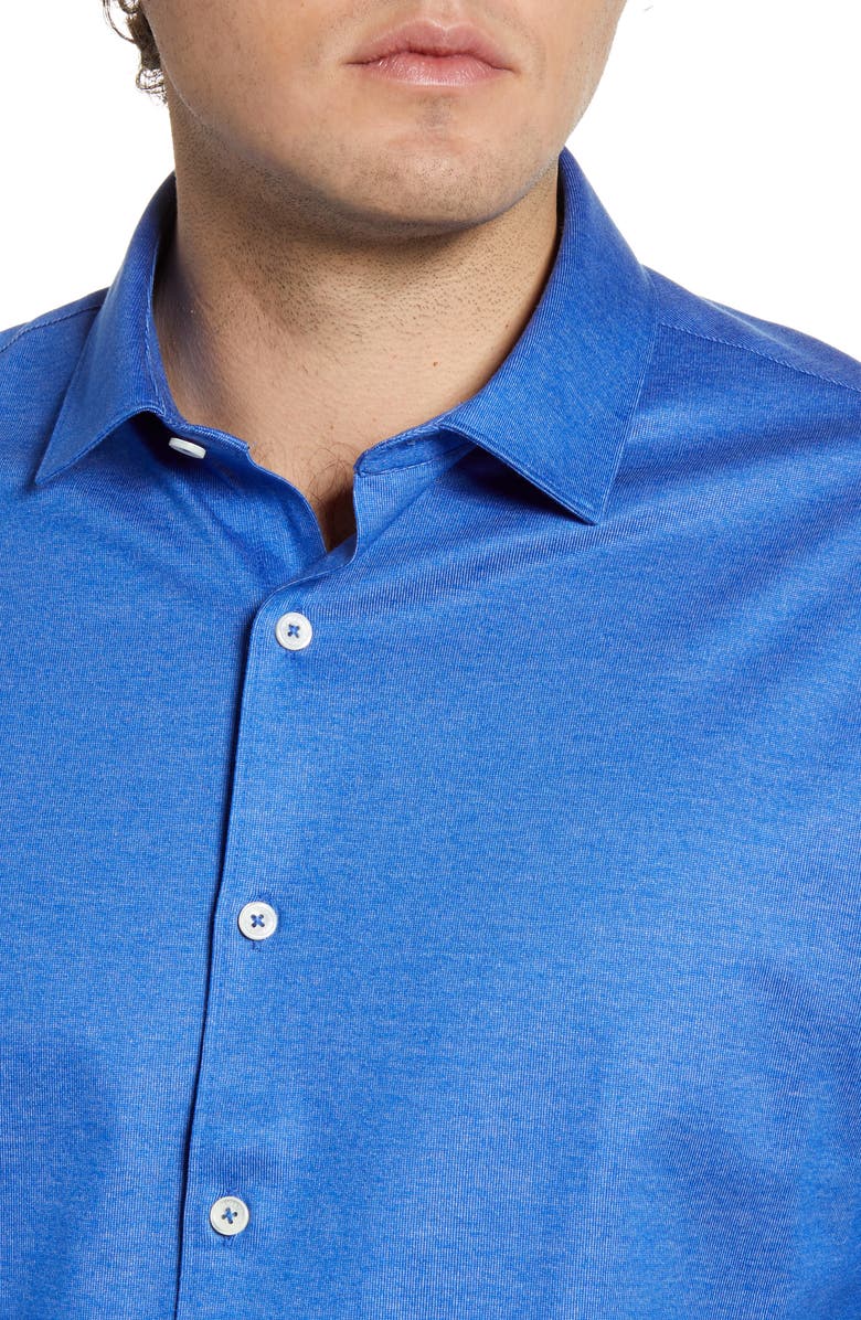 Bugatchi Knit Short Sleeve Button-Up Shirt, Alternate, color,