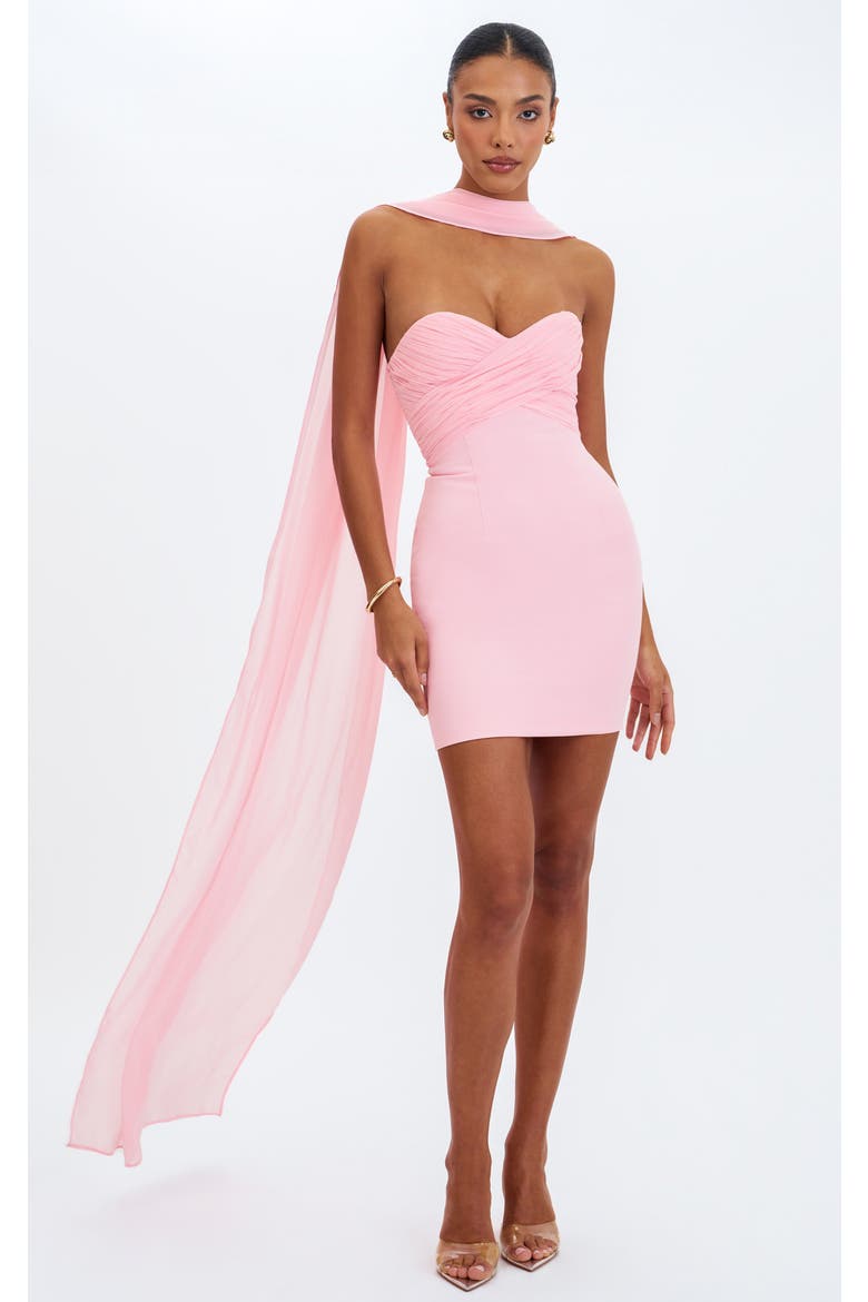 Olivia Strapless Crossover Mini Dress, Main, color, Pink