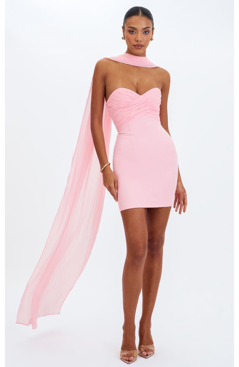 Miss Circle Olivia Strapless Crossover Mini Dress, Main, color, Pink