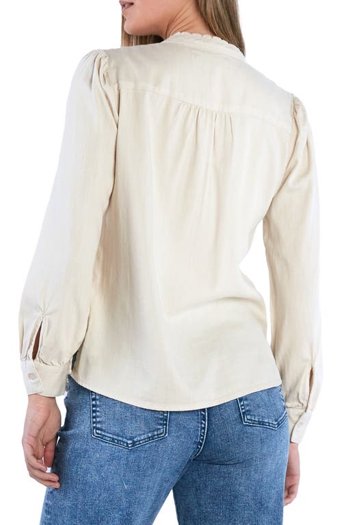Billy T Sweet Confection Lace Inset Button-up Shirt In Iced Latte