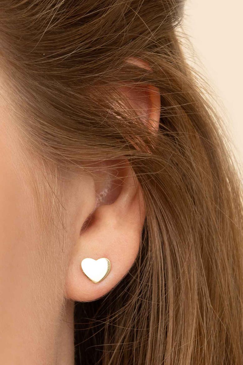14K Yellow Gold Cupid Studs, Alternate, color, Yellow Gold