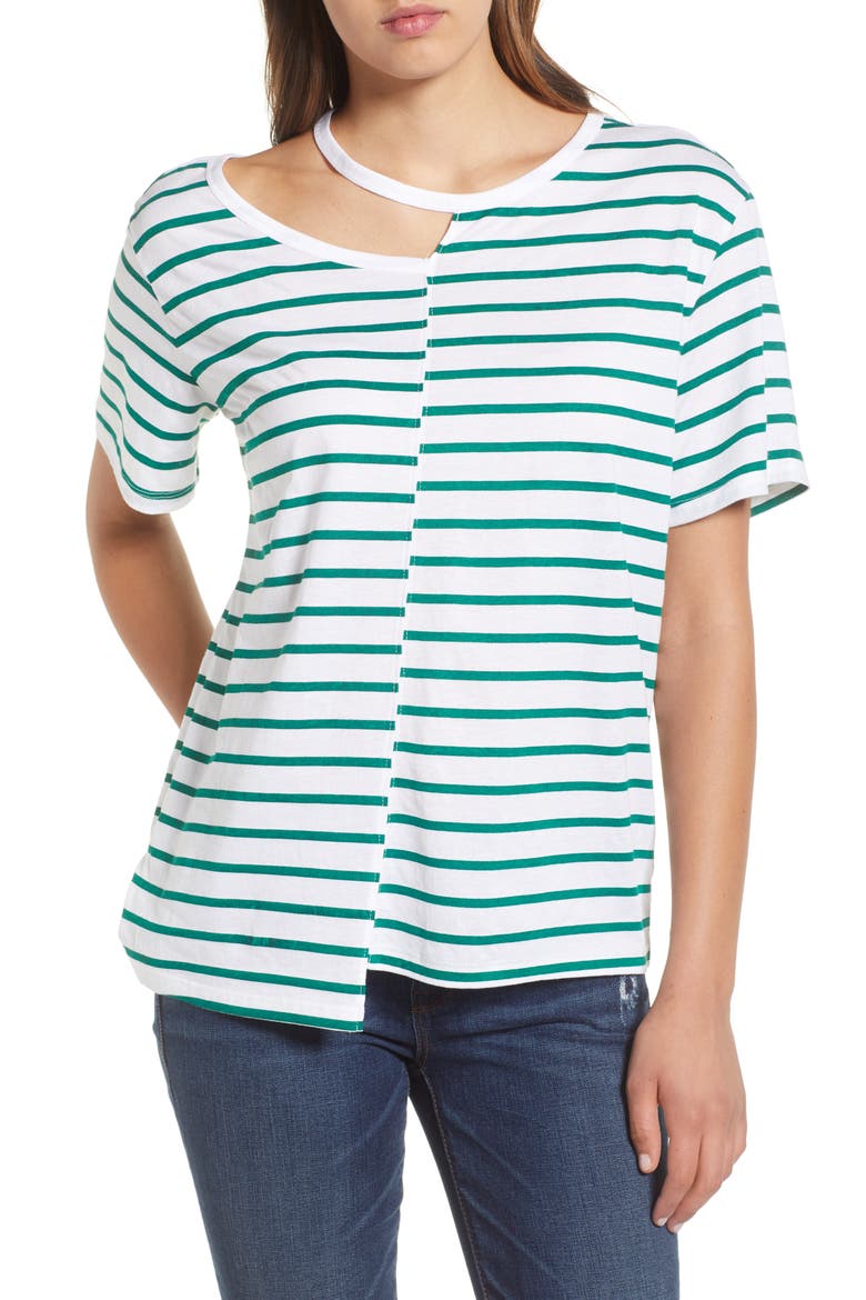 Stripe Remix Tee, Main, color, GREEN ULTRA TINA STRIPE