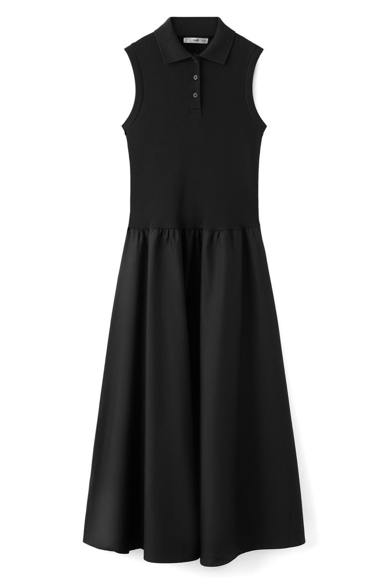 Mixed Media Midi Dress, Main, color, BLACK