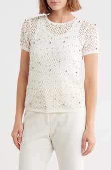 JASON WU Open Stitch Short Sleeve Sweater