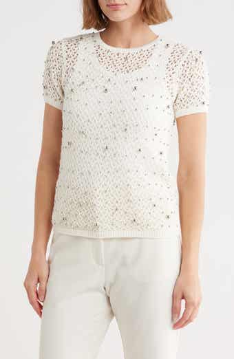 JASON WU Open Stitch Short Sleeve Sweater