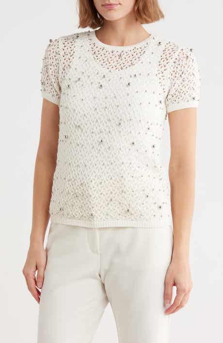 JASON WU Open Stitch Short Sleeve Sweater