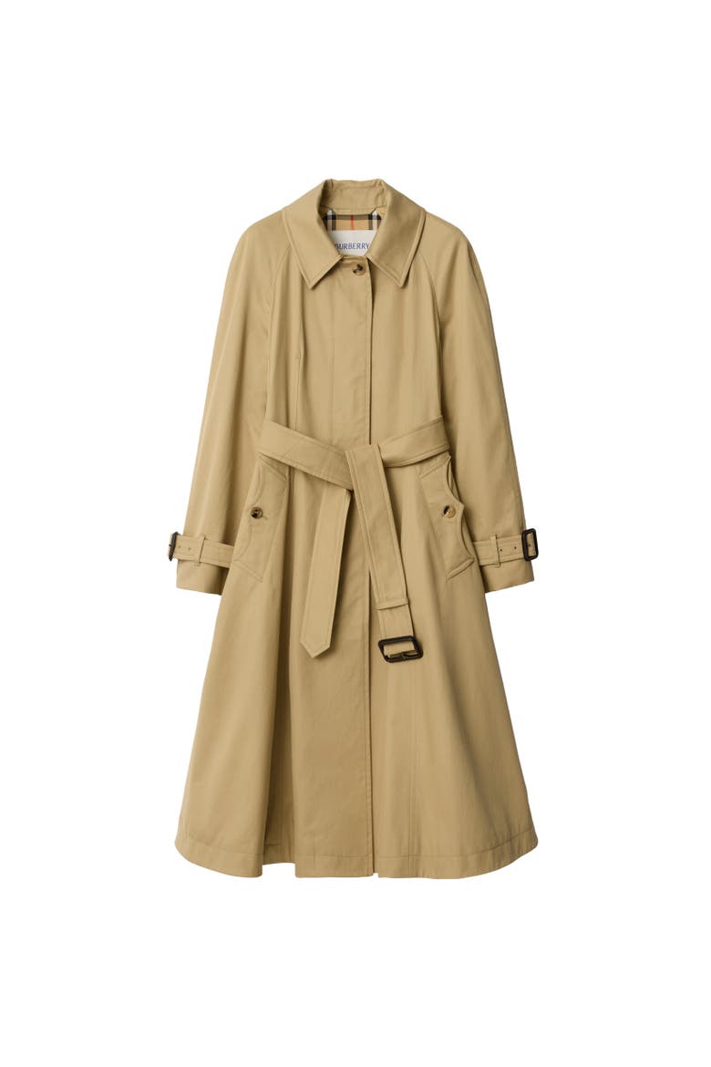 Long Gabardine Ellingham Fit-and-flare Car Coat, Alternate, color, Beige