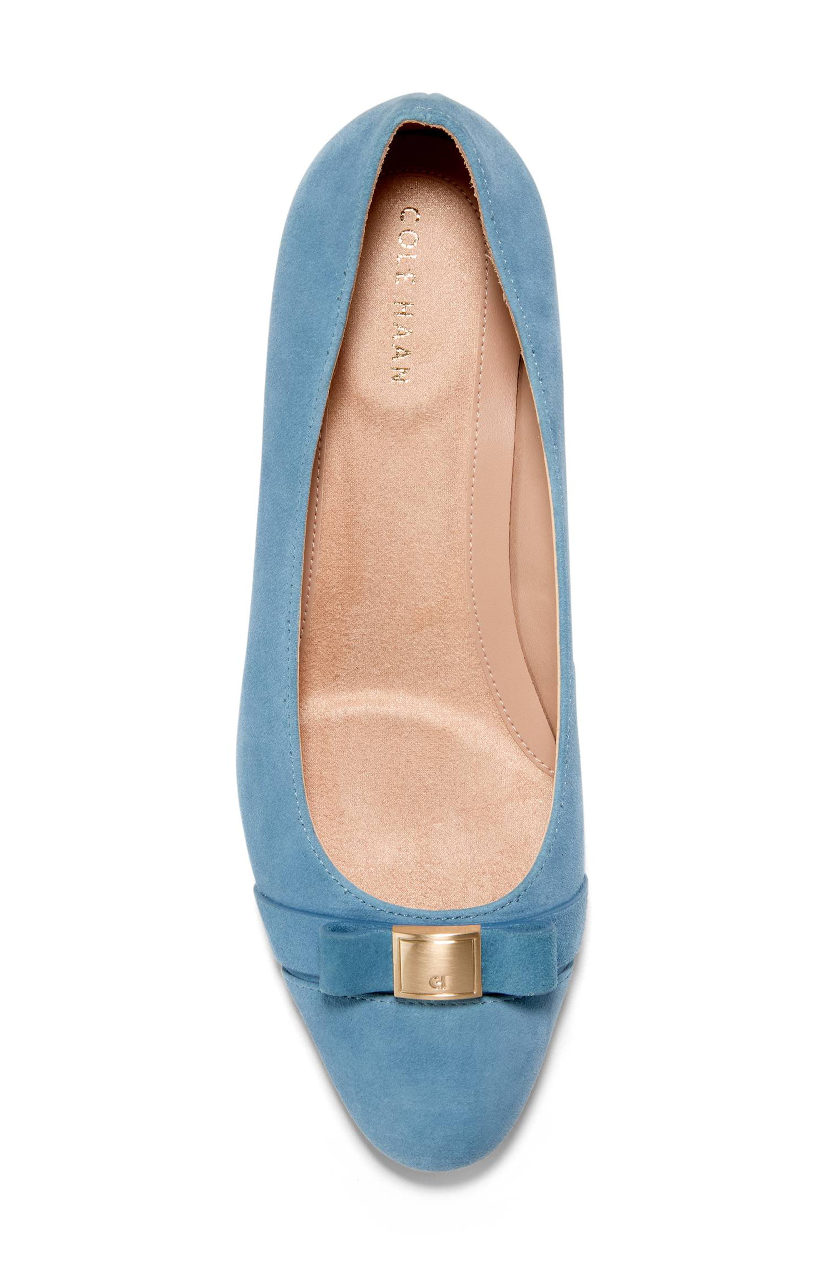 Malta Bow Wedge Pump, Alternate, color, PROVINCIAL BLUE SUEDE