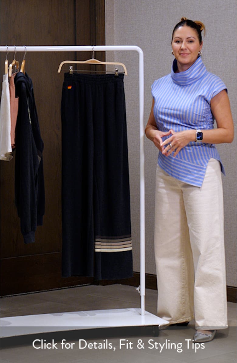 Rugby Stitch Wide Leg Sweatpants