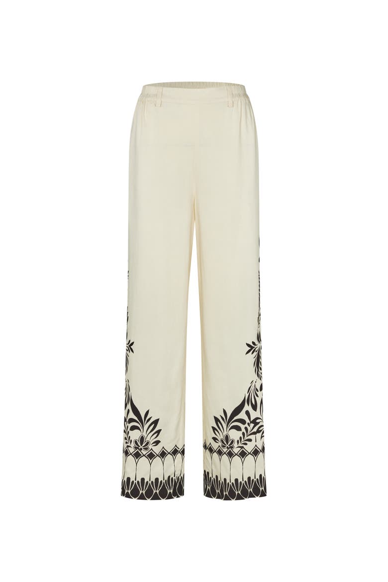 Mapelyssa Floral Border Trousers, Alternate, color, Black