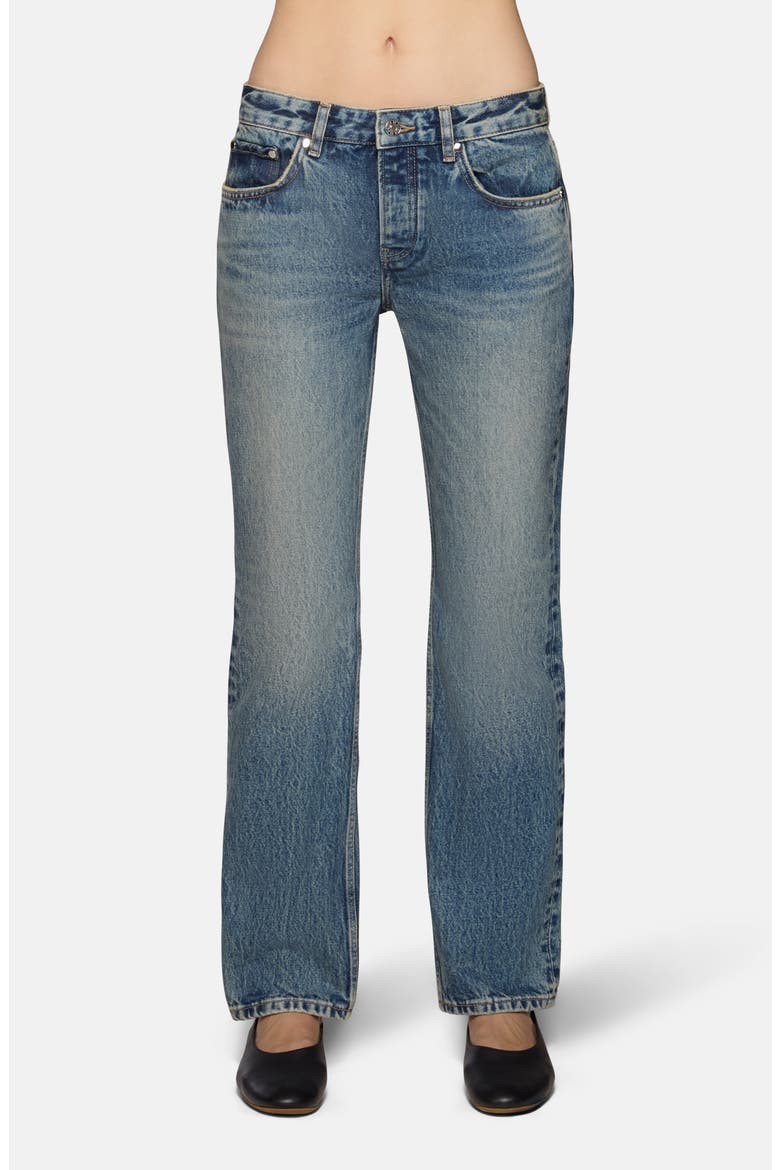 Ariel Mid Rise Straight Leg Jeans, Main, color, MARINER