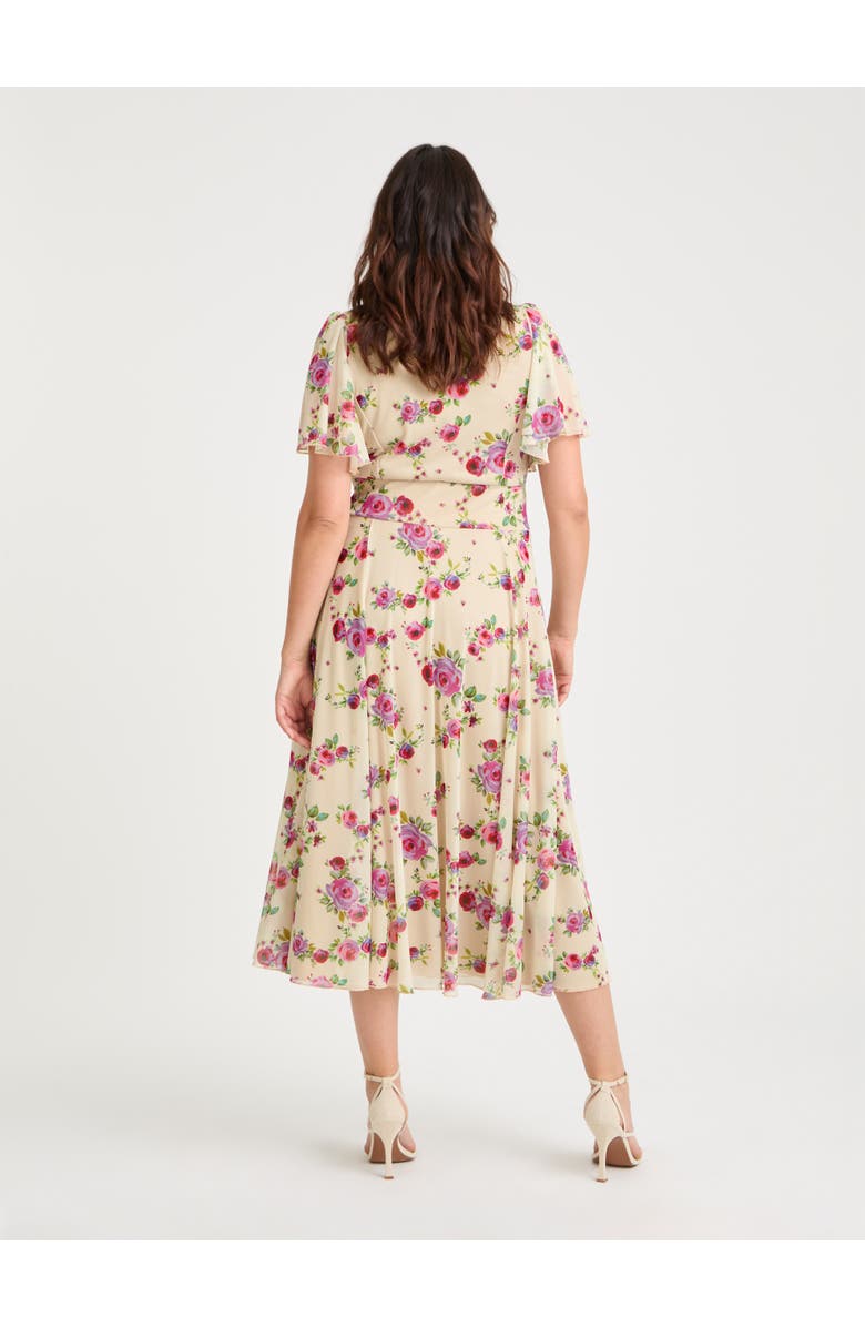 Scarlett & Jo Liz Floral Bolero Wrap Bodice Midi Dress, Alternate, color, Vintage Cream Rose