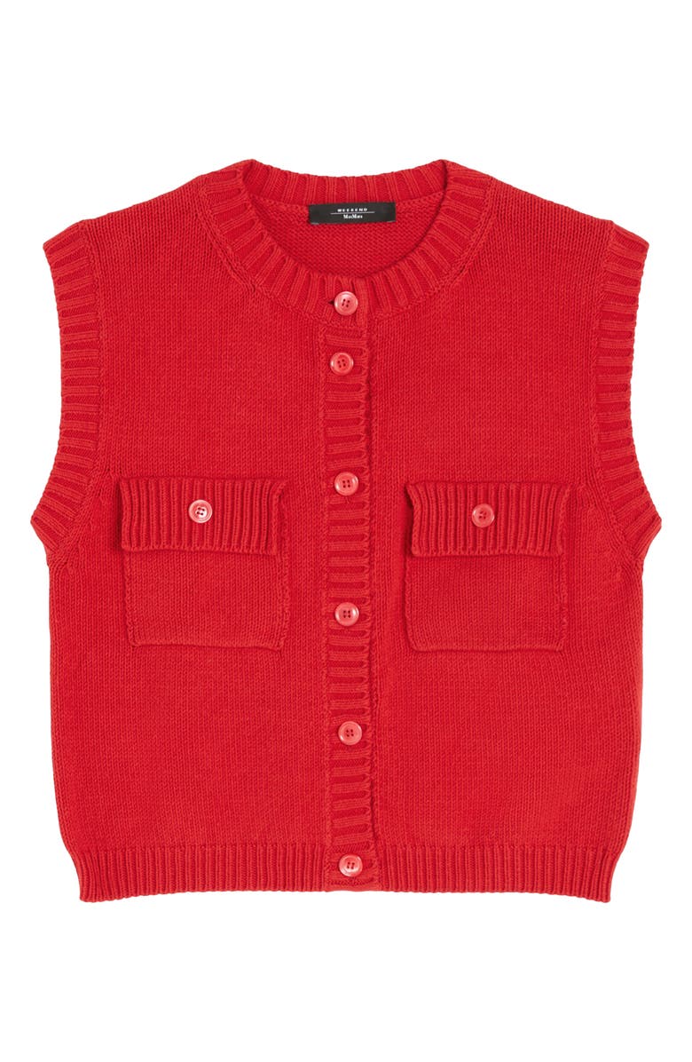 Weekend Max Mara Caprara Cotton Blend Sweater Vest, Alternate, color, Red
