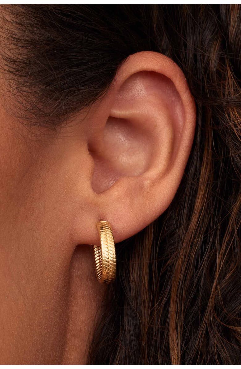 Oradina 18K Yellow Gold I'm Ready Hoops, Alternate, color, 