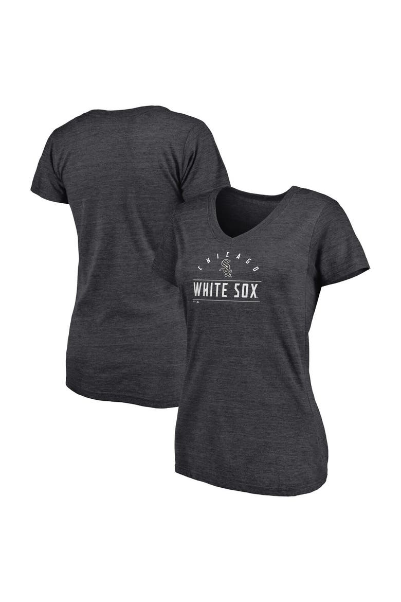 Women's Fanatics Branded Heather Charcoal Chicago White Sox League Leader V-Neck T-Shirt, Main, color, Heather Charcoal