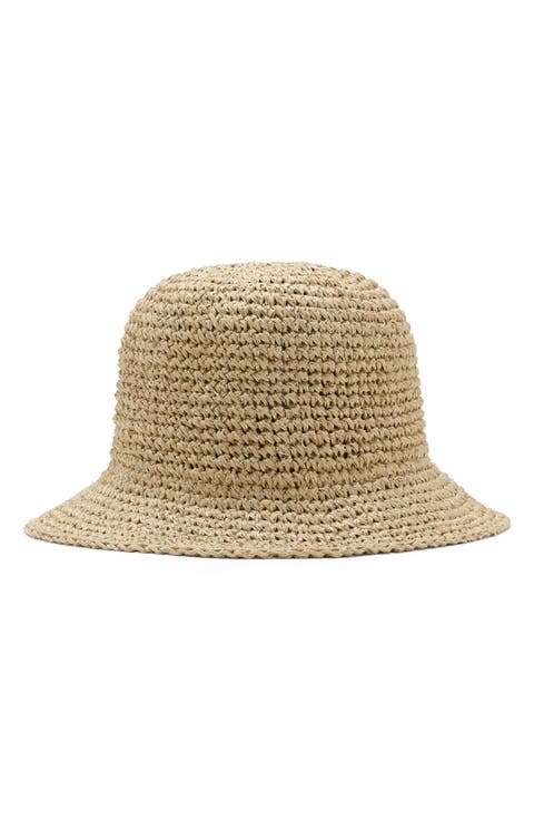 Metallic Straw Bucket Hat