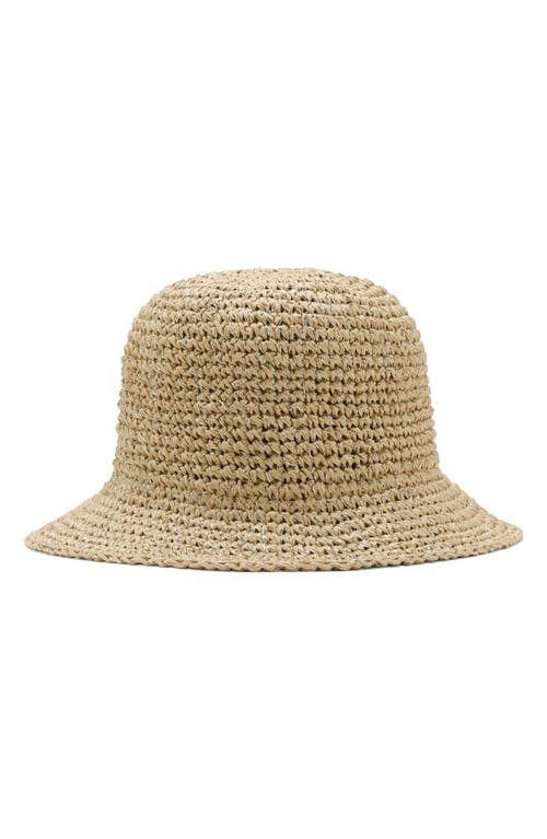 MANGO Metallic Straw Bucket Hat in Beige at Nordstrom