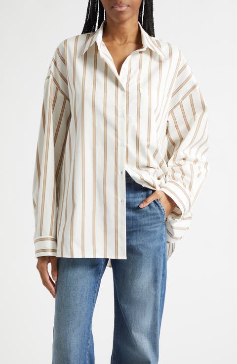 Something Borrowed Stripe Cotton Button-Up Shirt
