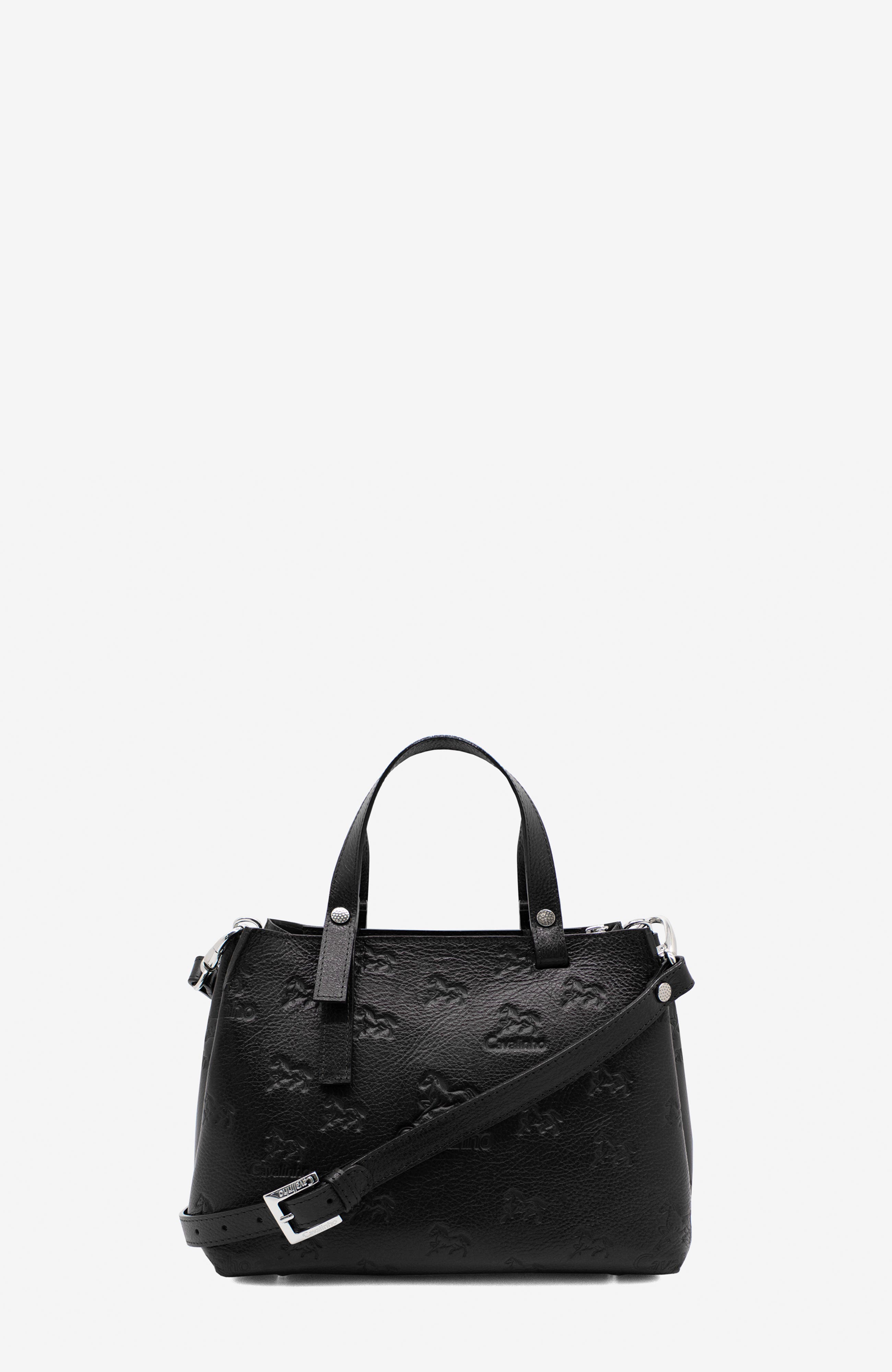 Cavalo Lusitano Embossed Leather Handbag 490, Alternate, color, Black