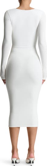 Long Sleeve Square Neck Midi Dress