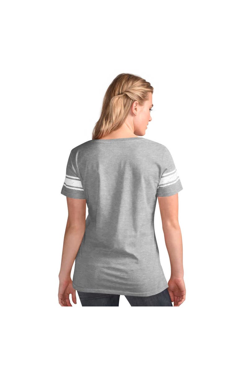 G-III 4HER BY CARL BANKS Women's G-III 4Her by Carl Banks Heather Gray Detroit Lions First Pick Distressed V-Neck T-Shirt, Alternate, color, Heather Gray