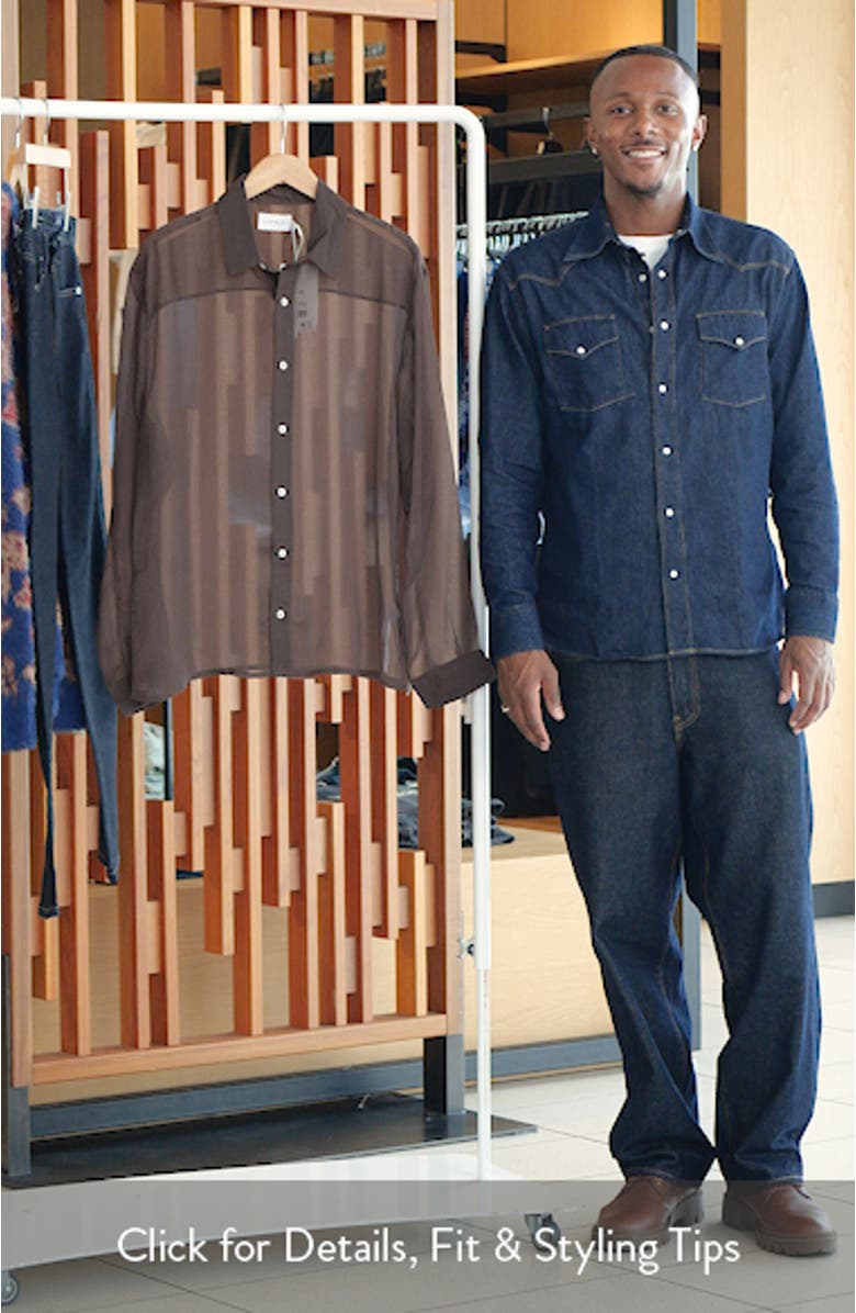 Crinkle Texture Sheer Button-Up Shirt, sales video thumbnail