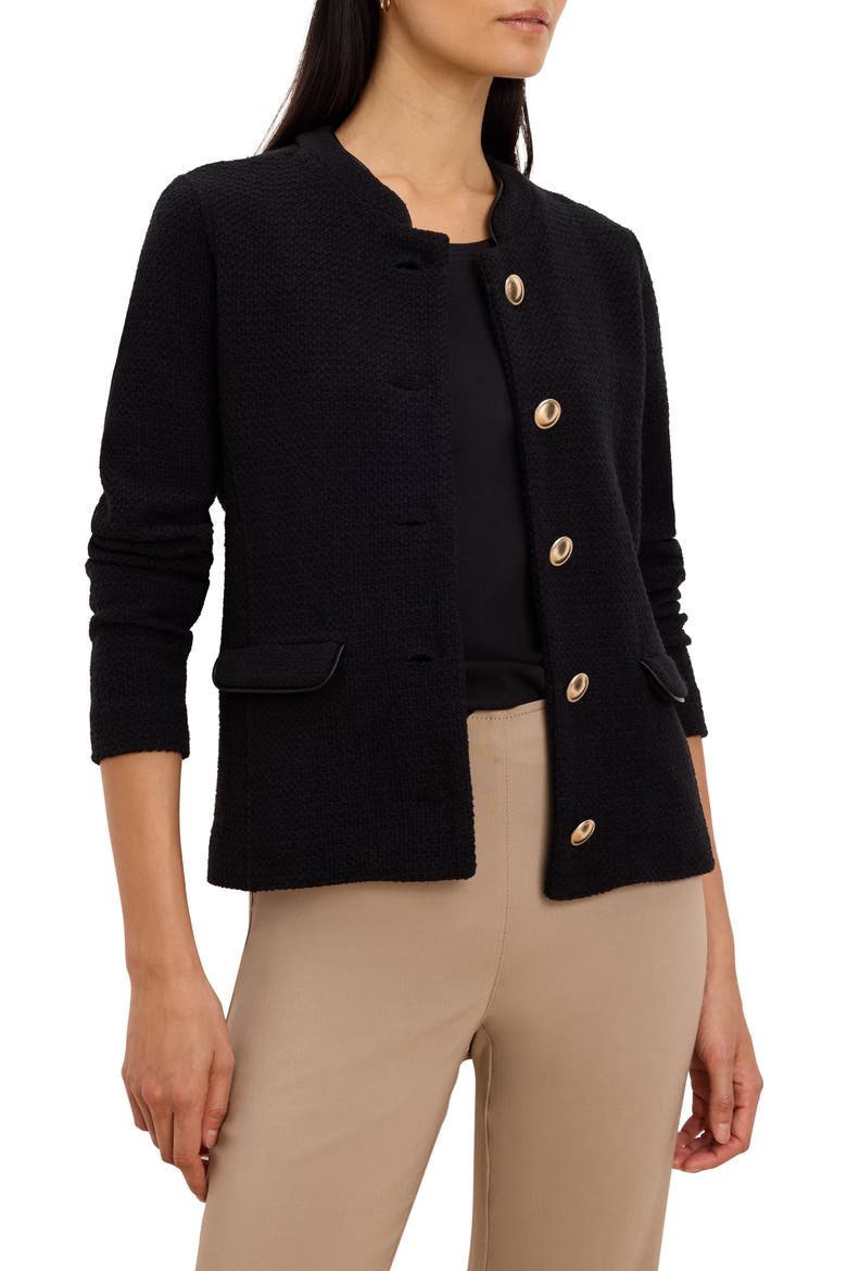 Cotton Blend Tweed Knit Jacket, Main, color, BLACK ONYX