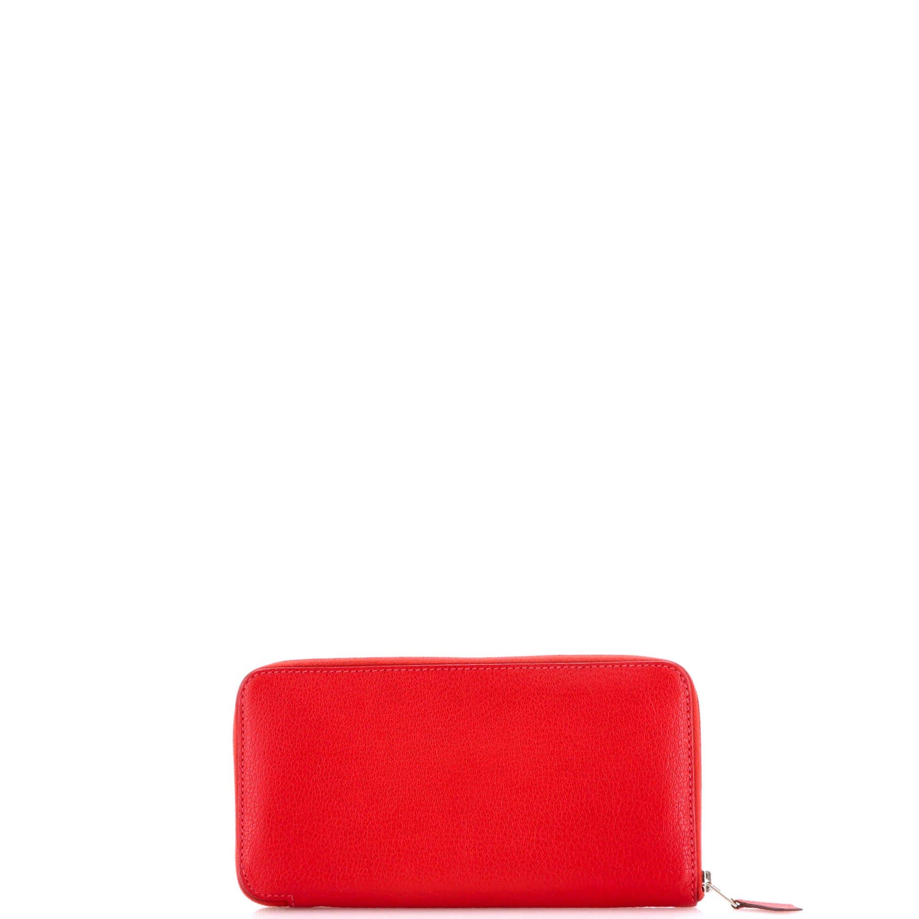 Pre-Owned Hermes Azap Zip Around Wallet Chevre Mysore Long, Alternate, color, Rouge Casaque