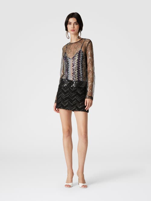 MISSONI MISSONI DOUBLED BLOUSE IN SEQUINED TULLE 