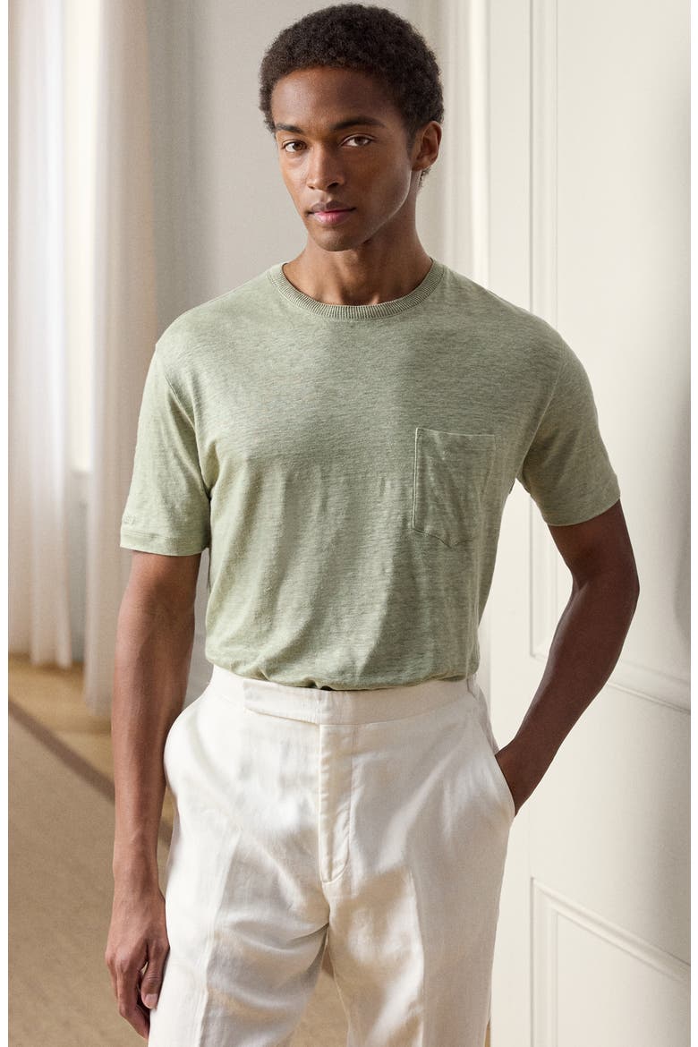 Linen Jersey Pocket T-Shirt, Alternate, color, CACTUS GREEN