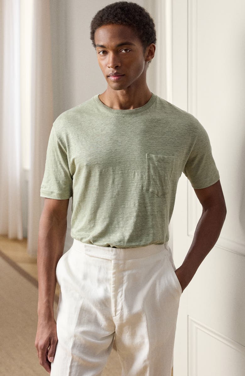 Ralph Lauren Purple Label Linen Jersey Pocket T-Shirt, Alternate, color, Cactus Green