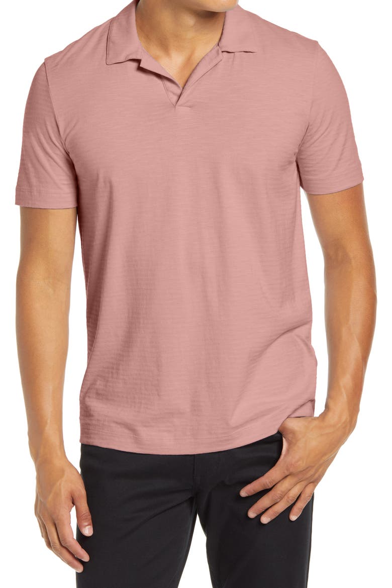 Willem Flame Regular Fit Short Sleeve Slub Jersey Polo, Main, color, DUSTY PINK