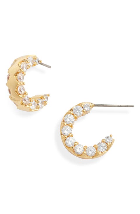 Cubic Zirconia Inset Hoop Earrings