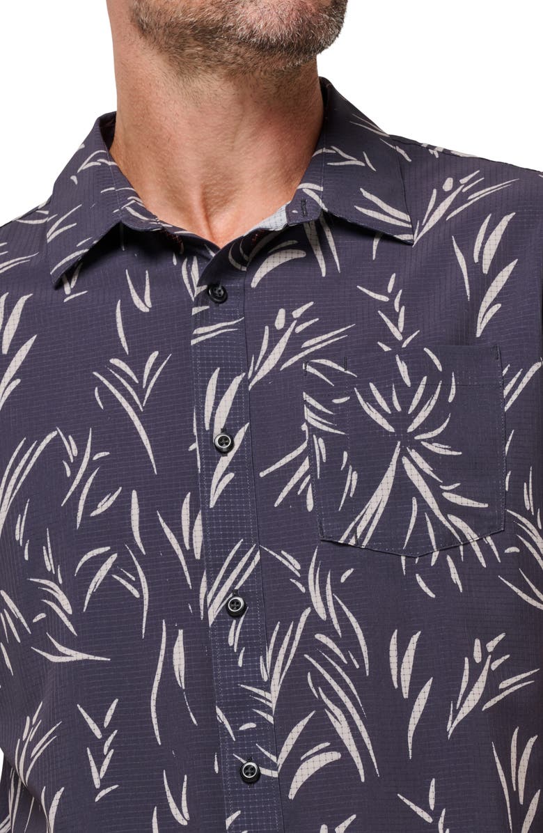 TravisMathew In the Clubhouse Performance Short Sleeve Button Up Shirt, Alternate, color, Ebony