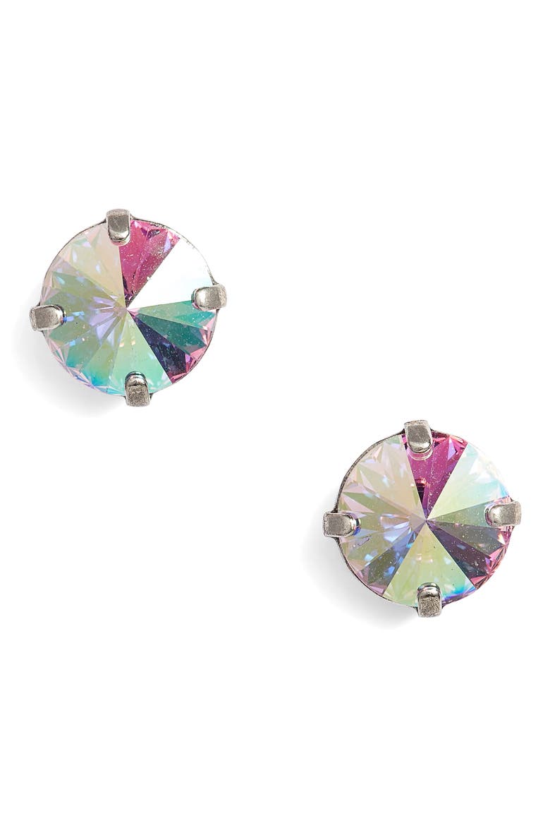 Radiant Crystal Stud Earrings, Main, color, TAN